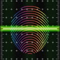 Fingerprint scan provides security access. Biometrics identification. Futuristic interface scanner fingerprint Royalty Free Stock Photo