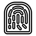Fingerprint scan sample line icon, biometric scanner concept. Vector graphics. Finger print sign on white background