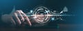Fingerprint scan for secure access to protected network dashboard Royalty Free Stock Photo