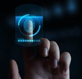 Fingerprint scan security access with biometrics identification Royalty Free Stock Photo