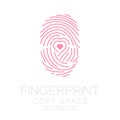 Fingerprint scan set with Love Heart symbol concept idea