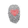 Fingerprint scan set with Love Heart symbol concept idea. Stock Vector illustration isolated on white background Royalty Free Stock Photo