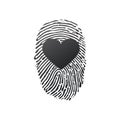 Fingerprint scan set with Love Heart symbol concept idea. Stock Vector illustration isolated on white background Royalty Free Stock Photo