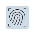 Fingerprint scaner simple app icon, authentication symbol, digital security sign, thin line style vector illustration