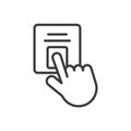 Fingerprint scanner, icon in line design. Fingerprint, scanner, security, identification, biometrics, sensor, technology