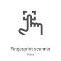 fingerprint scanner icon vector from police collection. Thin line fingerprint scanner outline icon vector illustration. Linear Royalty Free Stock Photo