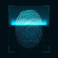 Fingerprint scanning concept. Digital biometric security system and data protection. Personal authorization screen. Vector illustr Royalty Free Stock Photo