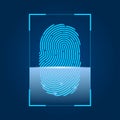 Fingerprint scanning. Concept of security, digital password and biometric authorization with finger-print. Vector