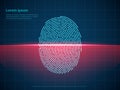 Fingerprint scanning. Digital authentication, checked identity verification thumbprint, biometric reader, laser