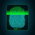 Fingerprint scanning - digital biometric security system, access Royalty Free Stock Photo