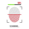 Fingerprint scanning icon on white background. Biometric authorization symbol. Vector illustration. Royalty Free Stock Photo