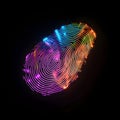 Application ID icon. Holographic fingerprint. Digital biometric recognition. Royalty Free Stock Photo