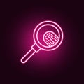 Fingerprint, search neon icon. Elements of Law & Justice set. Simple icon for websites, web design, mobile app, info graphics