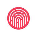 Fingerprint security button icon vector, touch finger thumb print id symbol for biometric thumbprint identification