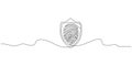 Fingerprint security sign line icon. Continuous single line with curl. Fingerprint access sign. Loop curve pattern. Vector Royalty Free Stock Photo