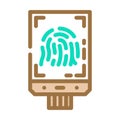 fingerprint sensor module color icon vector illustration Royalty Free Stock Photo