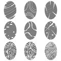 Fingerprint, set of realistic fingerprints. Vector illustration