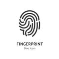 Fingerprint Sign Black Thin Line Icon Emblem Concept. Vector