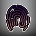 Fingerprint sign illustration. Vector. Violet gradient icon with