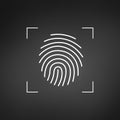 Fingerprint. Simple icon for logo or app. . Scan frame. Vector illustration isolated on white background Royalty Free Stock Photo