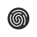 Fingerprint simple round black icon, line style authentication symbol
