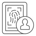 Fingerprint thin line icon. Identity vector illustration isolated on white. Finger scan outline style design, designed