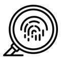 Fingerprint under magnifier icon, outline style Royalty Free Stock Photo