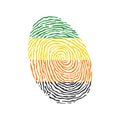 Fingerprint vector colored with the Aromantic pride flag isolated on white background Vector Illustration