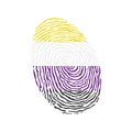 Fingerprint vector colored with the Non Binary pride flag isolated on white background Vector Illustration