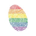 Fingerprint vector colored with the Rainbow lgbt pride flag isolated on white background Vector Illustration