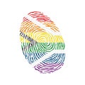 Fingerprint vector colored with the Rainbow South Africa lgbt pride flag isolated on white background Vector Illustration Royalty Free Stock Photo