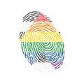 Fingerprint vector colored with the Straight Ally pride flag isolated on white background Vector Illustration