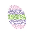 Fingerprint vector colored with the Trigender pride flag isolated on white background Vector Illustration