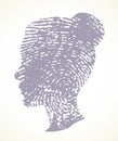 Fingerprint. Vector drawing black pattern