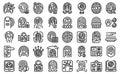 Fingerprinting icons set outline vector. Print thumb