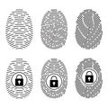 Fingerprints set. Vector Security system. Digital lock Royalty Free Stock Photo