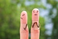 Fingers art of couple. Concept man made an offer to get married, woman refused