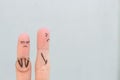 Fingers art of couple. Concept woman made an offer to get married, man refused