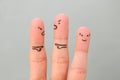 Fingers art of couple during quarrel.