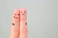 Fingers art of displeased couple. Concept of solution to the problems of family, support in difficult situations Royalty Free Stock Photo