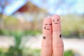 Fingers art of displeased couple. solution to the problems of family, support in difficult situations