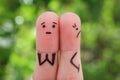 Fingers art of displeased couple.