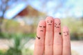 Fingers art of displeased family. Concept of solution to the problems of family, support in difficult situations