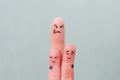 Fingers art of family. Concept single mother left alone with children