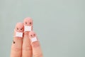 Fingers art of family with face mask Royalty Free Stock Photo
