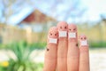 Fingers art of family with face mask Royalty Free Stock Photo