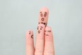 Fingers art of family during quarrel. Concept children remained with father