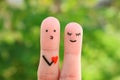 Fingers art of happy couple. Concept of man confessing his love to woman Royalty Free Stock Photo