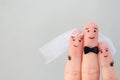 Fingers art of Happy couple to get married. Concept of stepson is joy about wedding Royalty Free Stock Photo