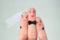 Fingers art of Happy couple to get married. Concept of stepson is joy about wedding Royalty Free Stock Photo